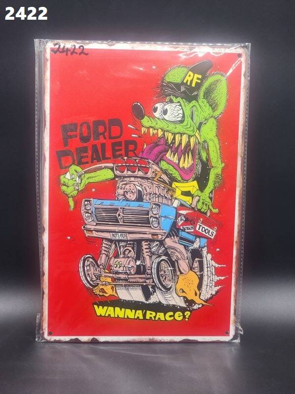 Tin Sign 2422 - Rat Fink Ford Dealer