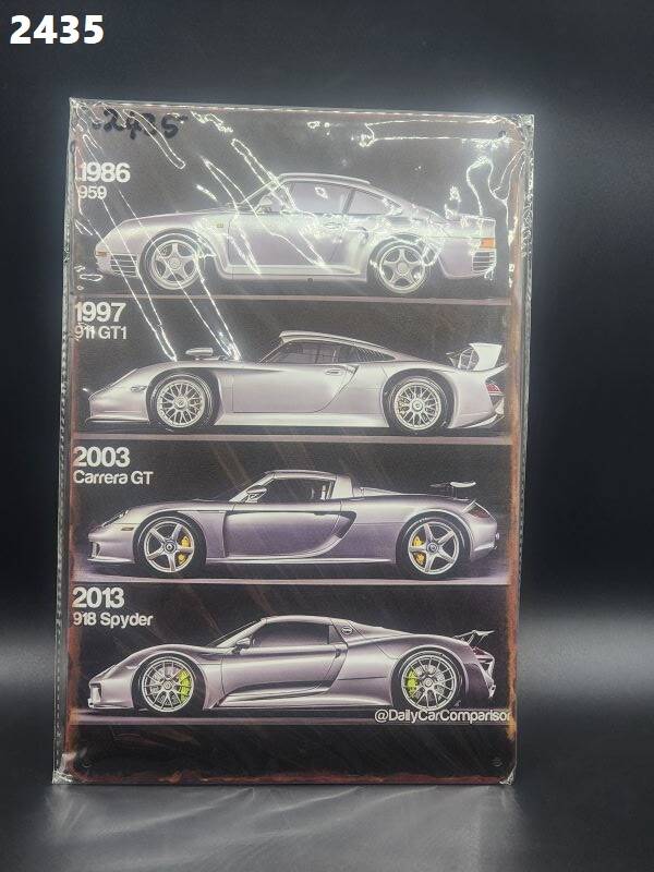 Tin Sign 2435 - Iconic Porsche Models 1986/1997/2003/2013