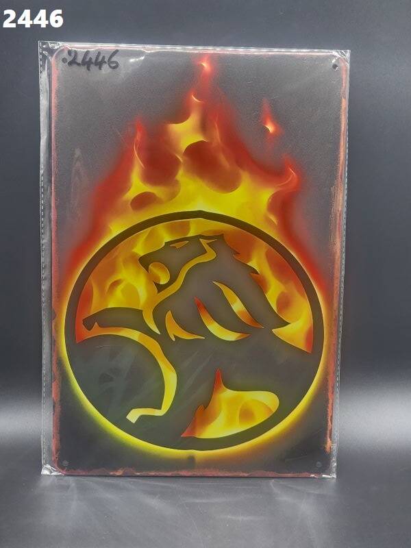 Tin Sign 2446 - Holden Logo Yellow Flames