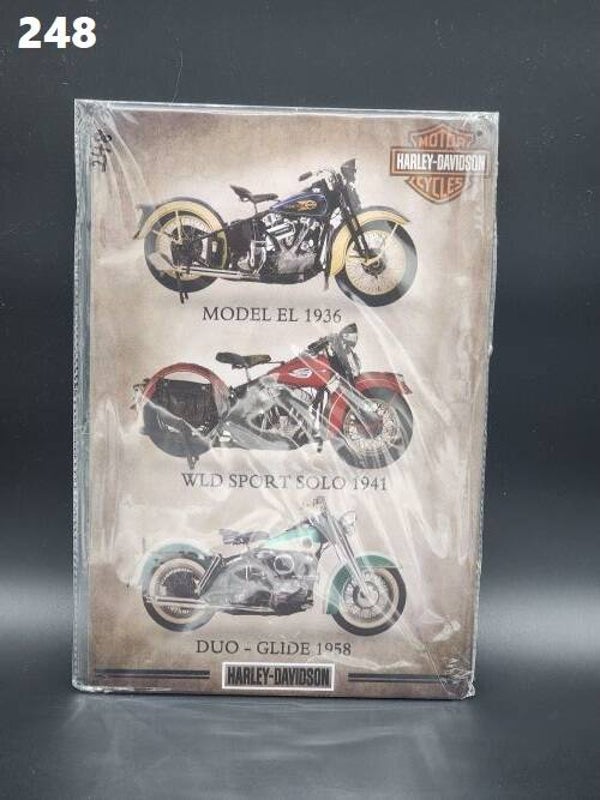 Tin Sign 248 - Harley-Davidson Model EL 1936/WLD Sport Solo 1941/Duo-Glide 1958