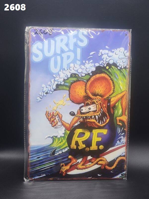 Tin Sign 2608 - Rat Fink Surfs Up