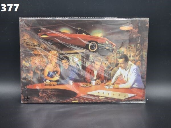 Tin Sign 377 - Marilyn Monroe, Elvis Presley, James Dean, Humphrey Bogart Cafe