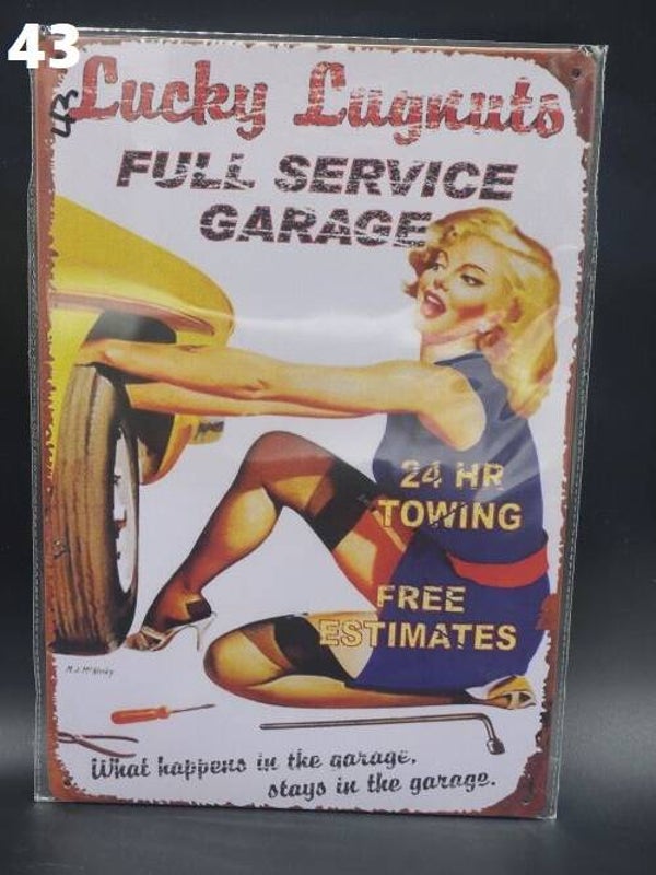 Tin Sign  43 - Lucky Lugnuts Full Service Garage