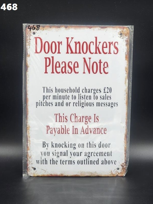 Tin Sign 468 - Door Knockers Please Note