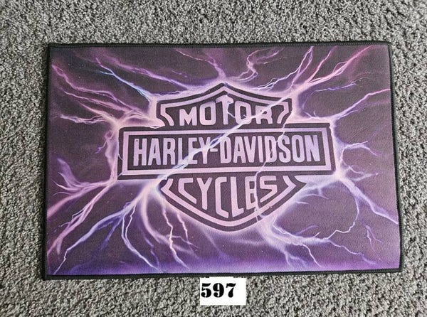 Mat 597 - Harley Davidson Logo Purple Lightning