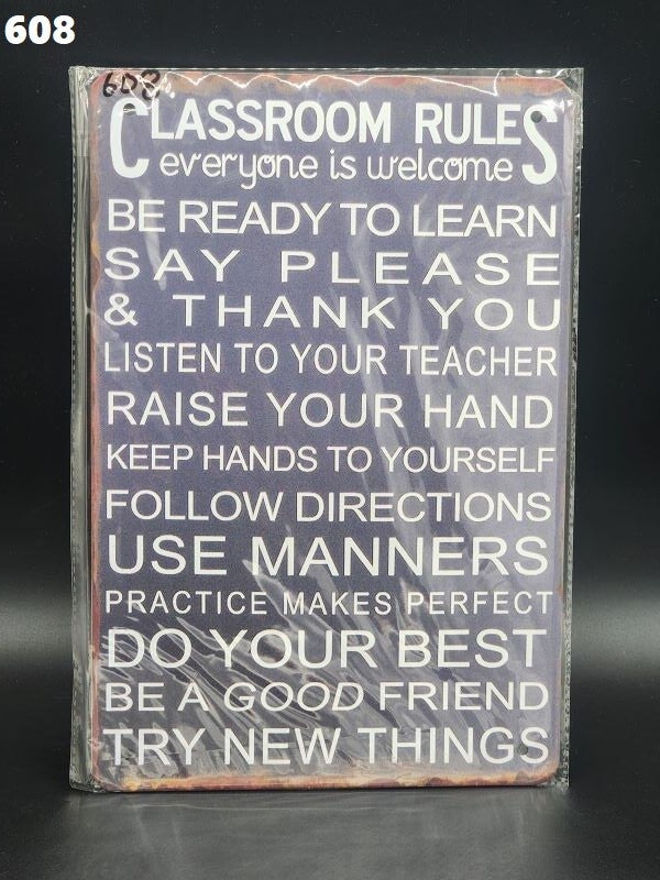 Tin Sign 608 - Classroom Rules