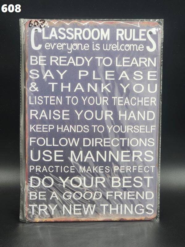 Tin Sign 608 - Classroom Rules