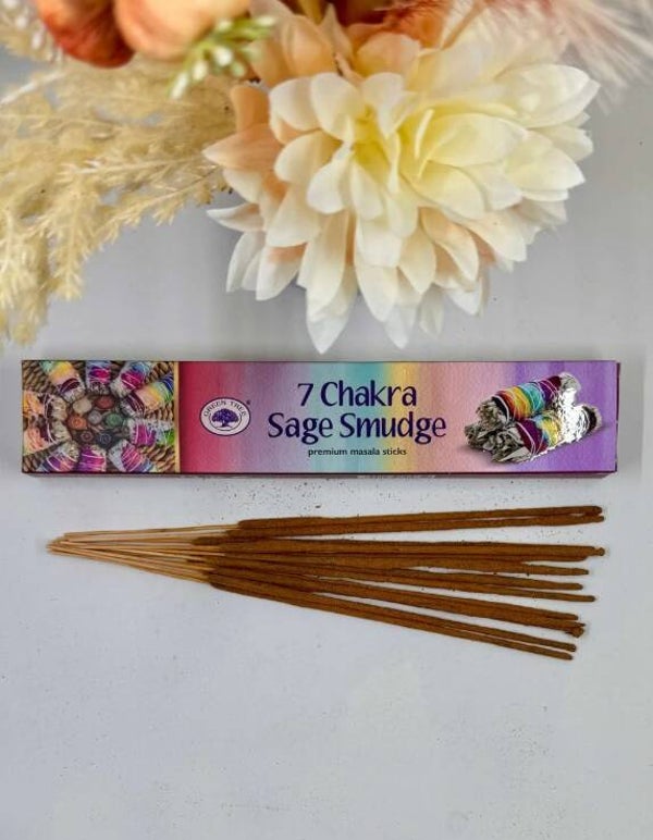 Green Tree 7 Chakra Sage Smudge Incense Sticks
