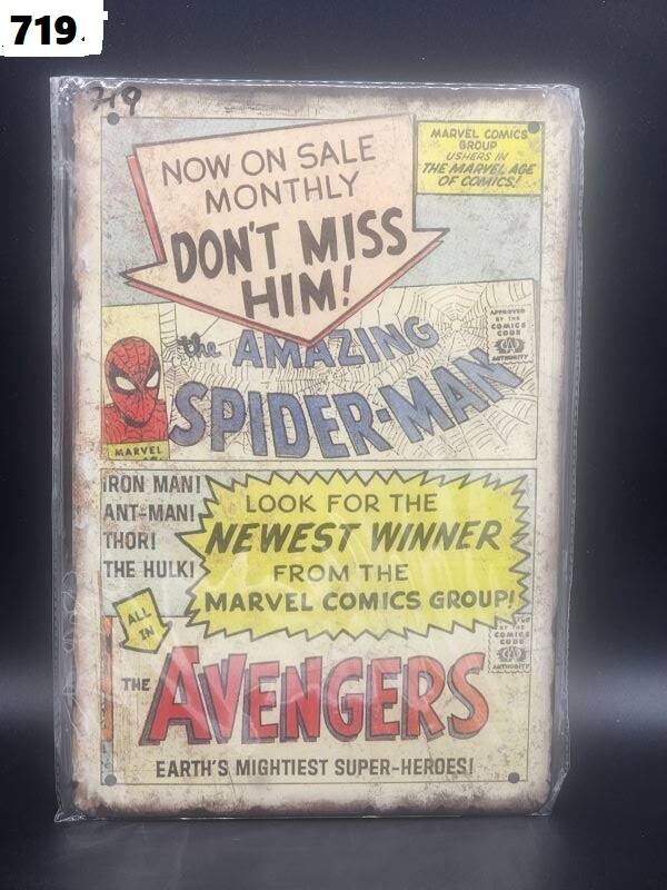 Tin Sign 719 - The Avengers Now on Sale Don't Miss Him The Amazing Spider-Man