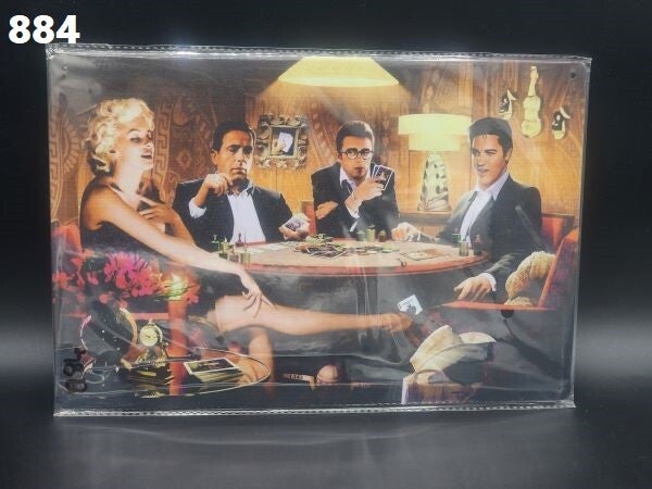 Tin Sign 884 - Gambling Marilyn Monroe, Elvis Presley, James Dean, Frank