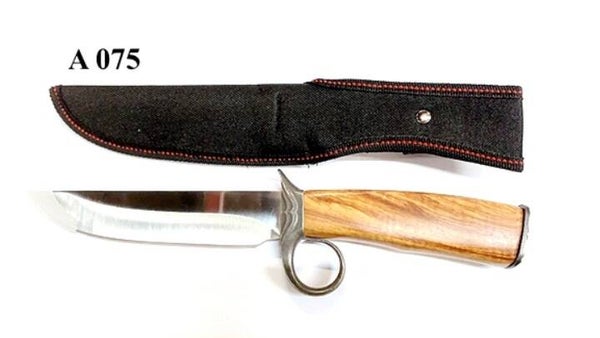 Hunting Knife W/Wooden Handle and Finger Guard - Union Jack - A075