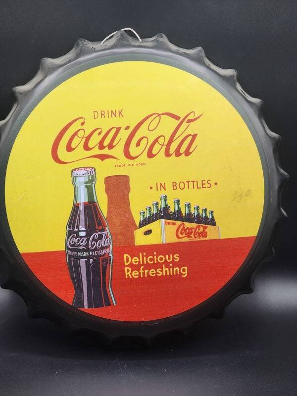 Tin Bottle Cap Sign - Drink Coke-Cola - BC12