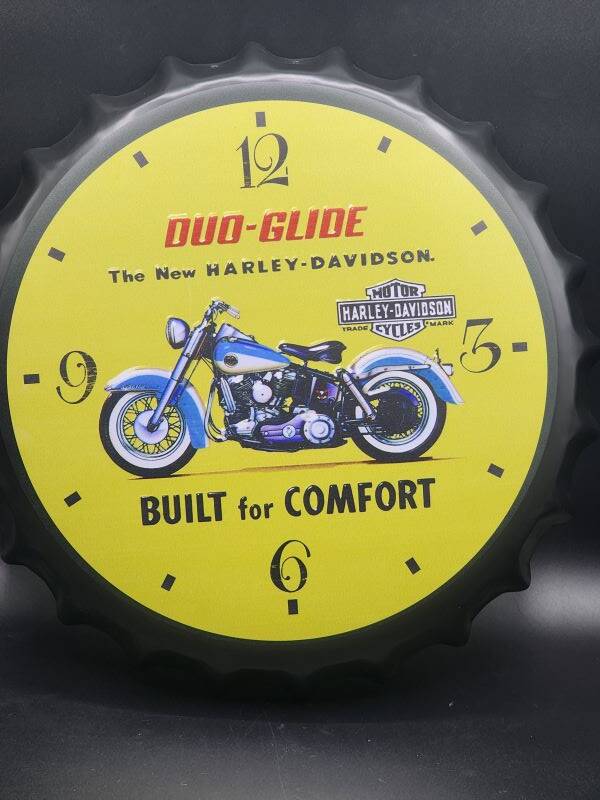 Tin Bottle Cap Sign - Duo-Glide The New Harley-Davidson - BC17