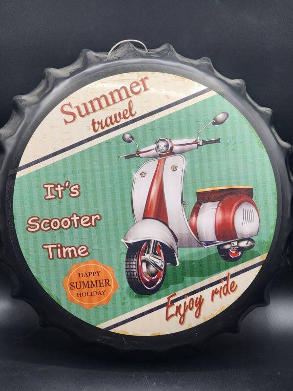 Tin Bottle Cap Sign - Summer Travel - BC22