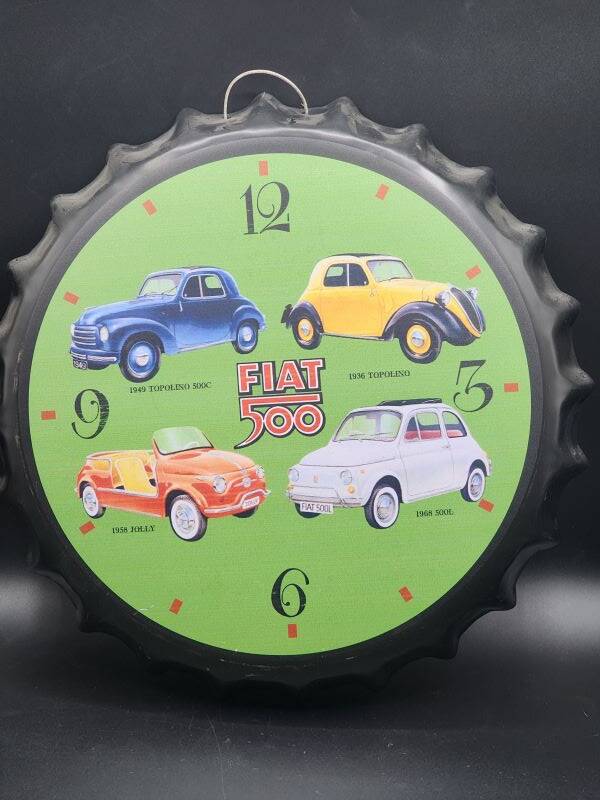 Tin Bottle Cap Sign - Fiat 500 - BC67