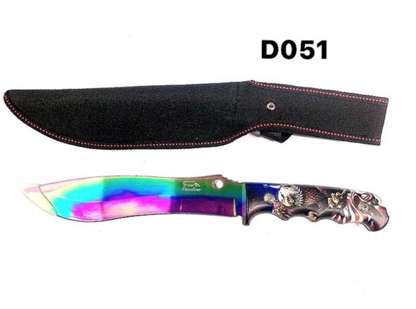 Hunting Knife Eagle Handle Rainbow Blade - D051
