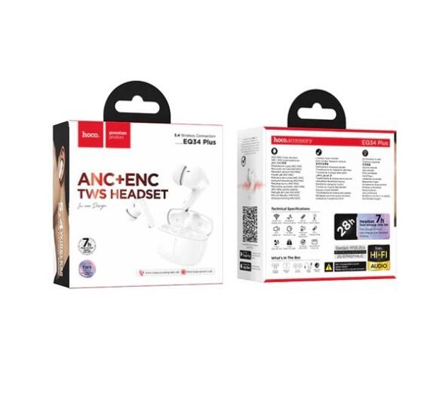 Hoco EQ34 Plus ANC + ENC TWS Headset 7 Hours