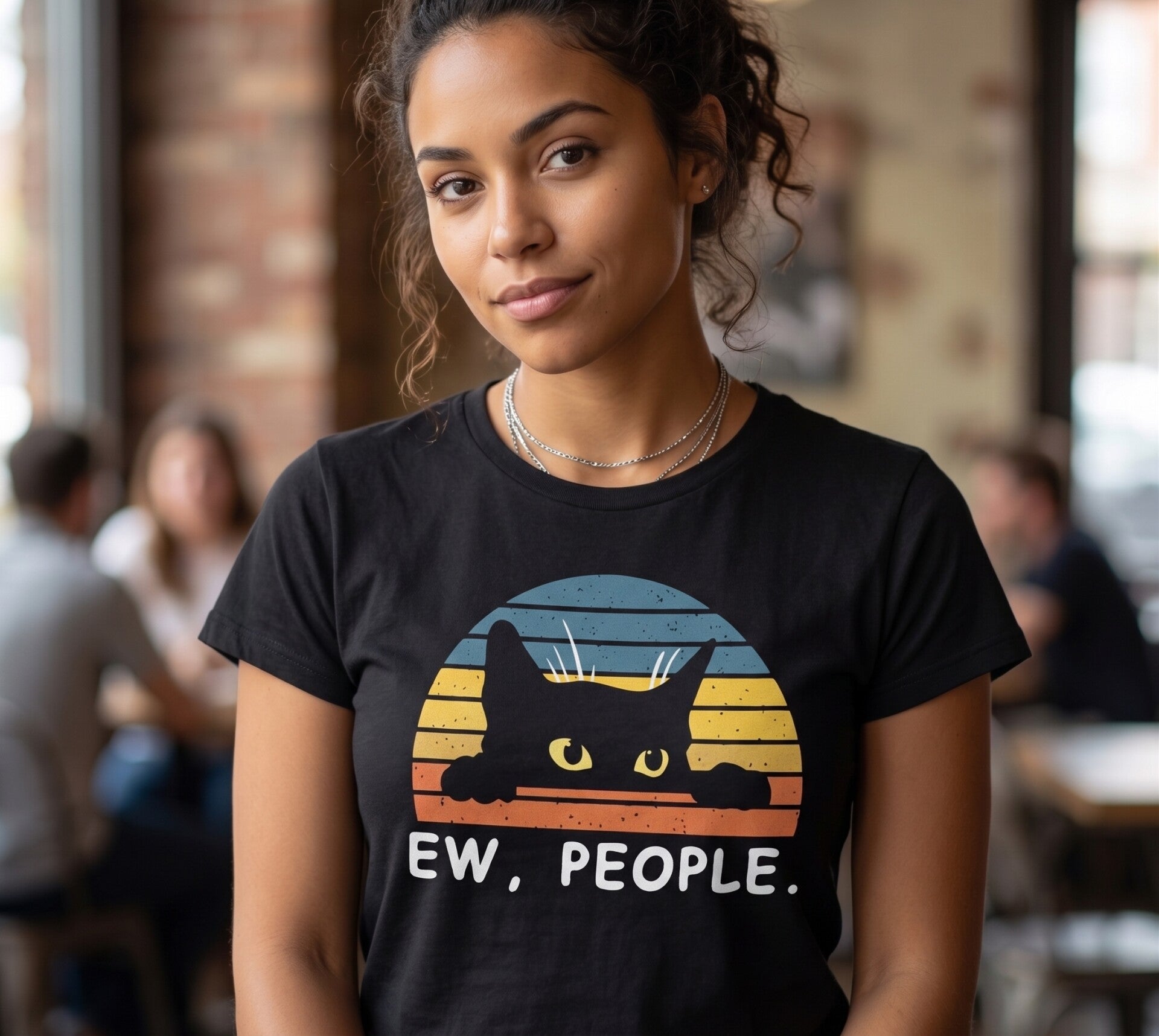 Black Cat "Ew. People" - T-Shirt Regular 140gsm