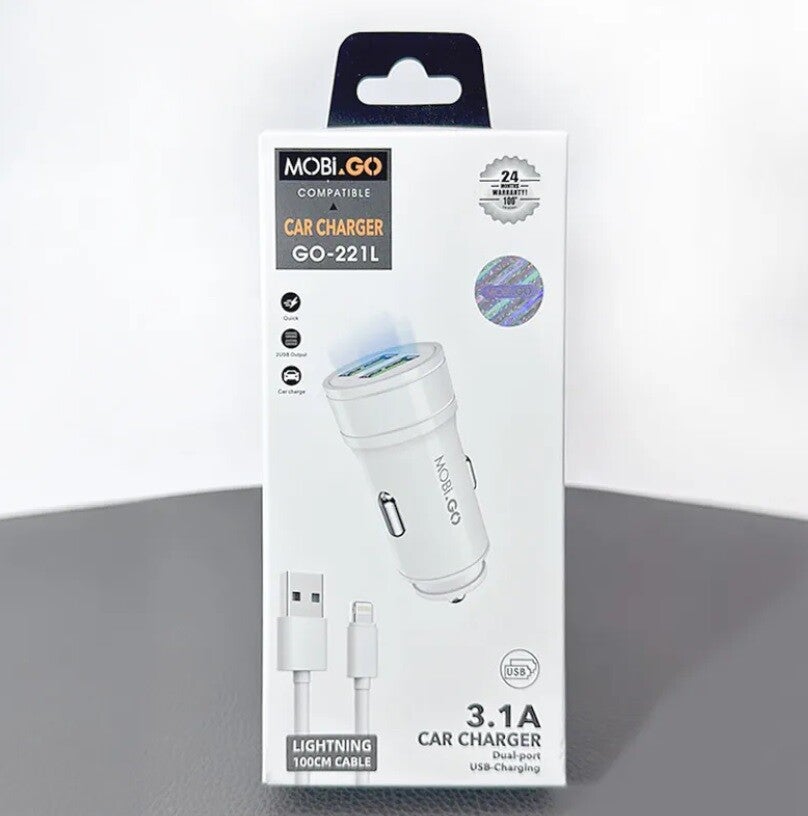MobiGo GO-200PDL 38W Car Charger + 100cm Type-C to Lighting Cable
