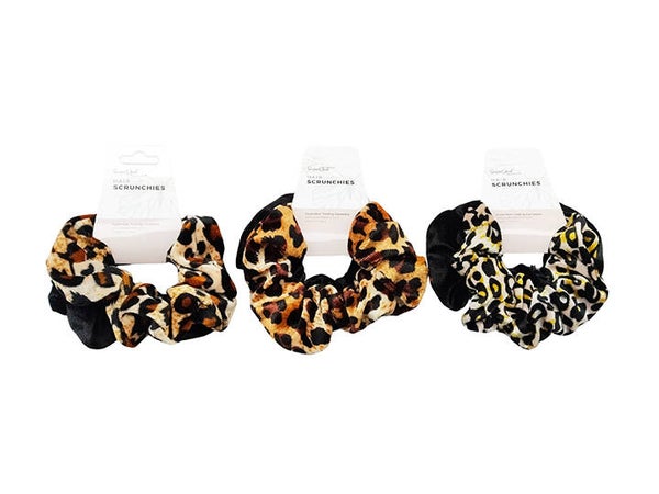 Hair Ties Scrunchie Leopard/Black - HR0958