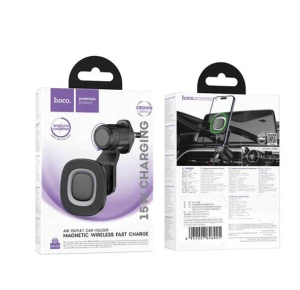 Hoco HW30 - 15W Charging MagSafe Air Outlet Car Holder Magnetic Wireless Fast Charge