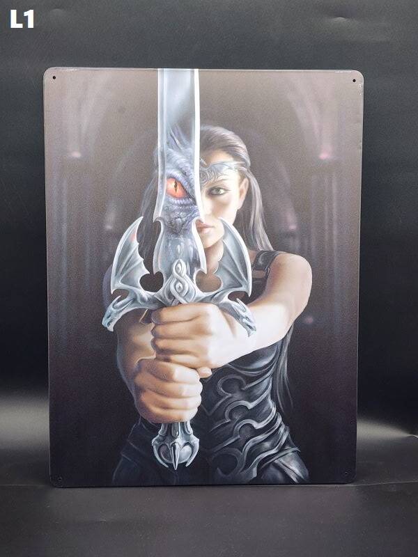 Tin Sign 40x30 - L1 Anne Stokes Dragon Reflection