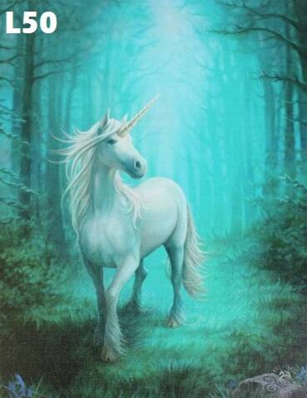 Tin Sign 40x30 L50 - Anne Stokes Forest Unicorn