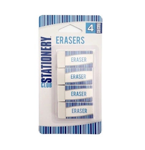 Club Stationery Erasers 4pkt - SPE3666