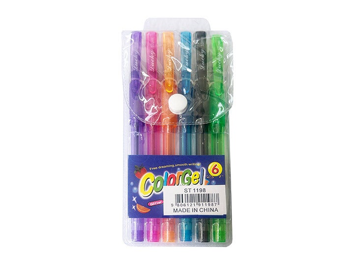Gel Pen Glitter Colours 6pc - ST1198