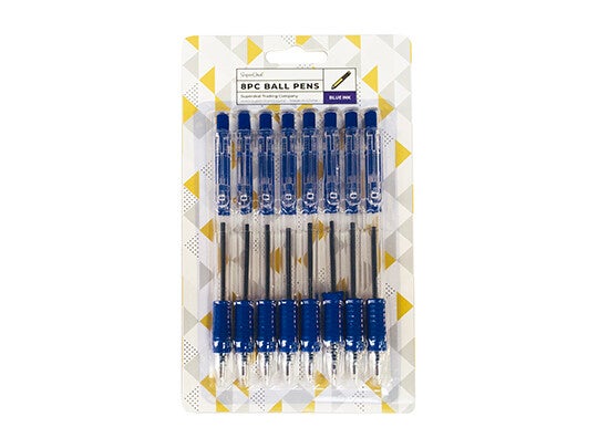 Ball Pen with Grip Blue 8pc - ST1369