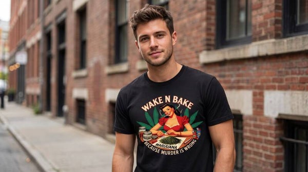 Wake N Bake Because Murder Is Wrong - T-Shirt Regular 140gsm