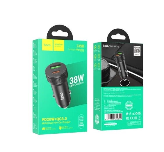 Hoco Z49B PD20w+QC3.0 Metal Dual Port Car Charger