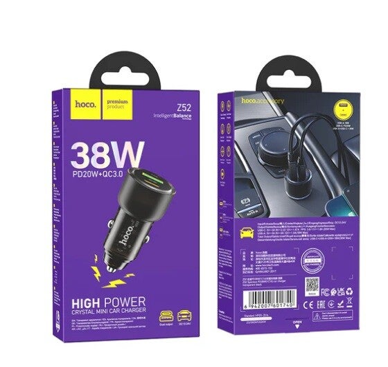 Hoco Z52 38w PD20W+QC3.0 High Power Car Charger