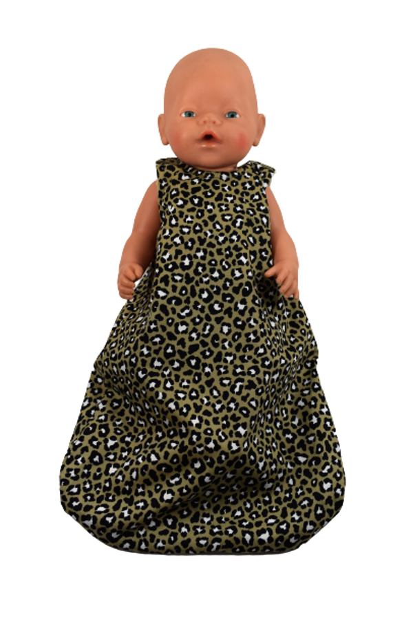 431221 Slaapzak panter olive, beige voering
