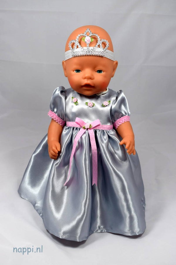 43508 Prinsessenjurk en kroontje "roos"