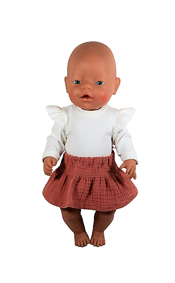 431119 Romper roezel en rokje peach