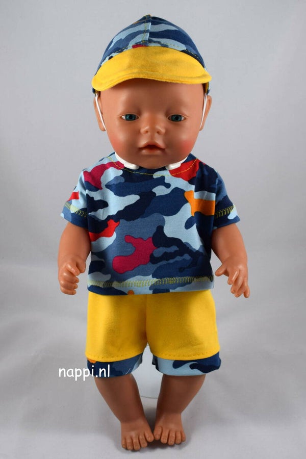 43601 T-shirt, short en pet camouflage geel