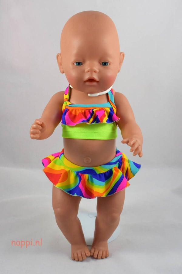 43646 Bikini fluor groen met ruffles 