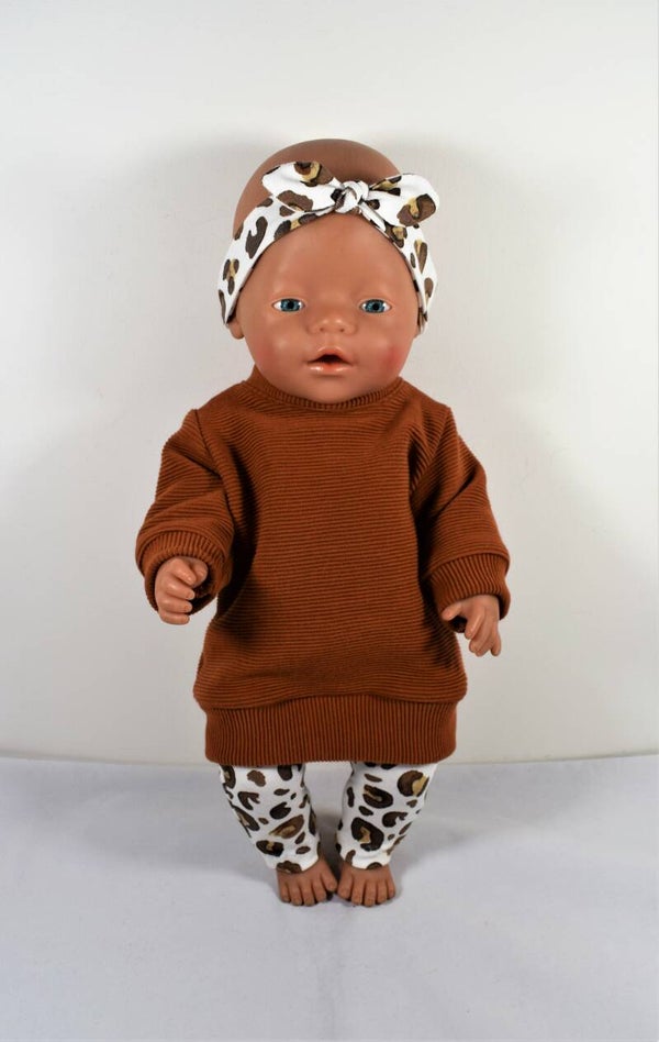431011 Sweaterdress en legging cognac/panter