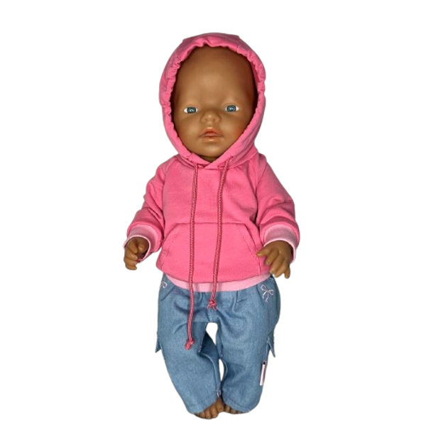 BBN2638 PREORDER Patroon hoodie en jeans met echte zakken