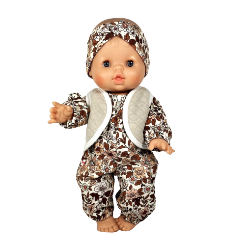 32602 Jumpsuit, gilet en hoofdband natuurbloemen