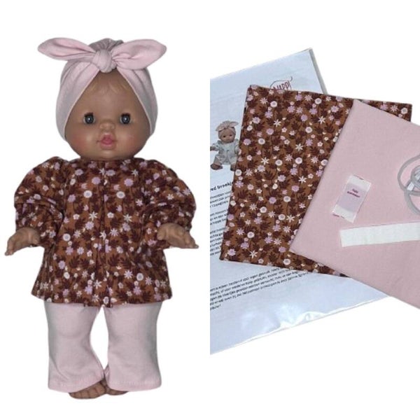 8511 Naaipakket top, turban en flared broekje cognac