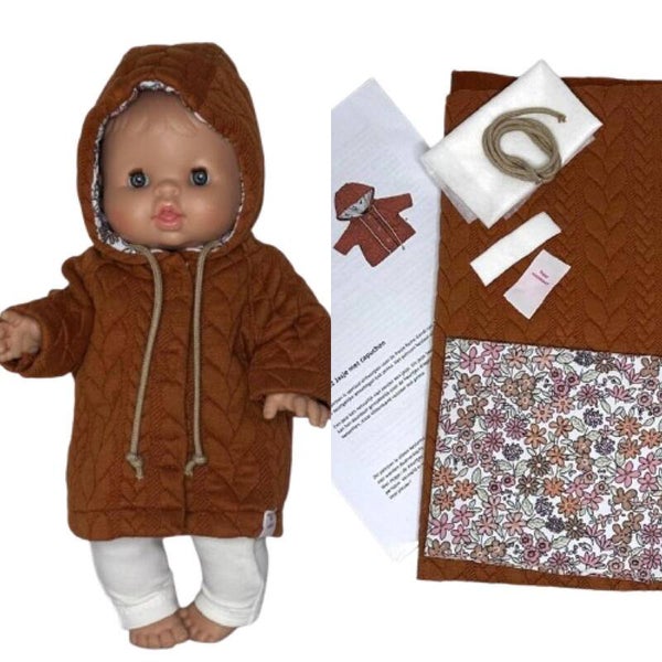 8510 Naaipakket jasje met capuchon, kabel jacquard cognac