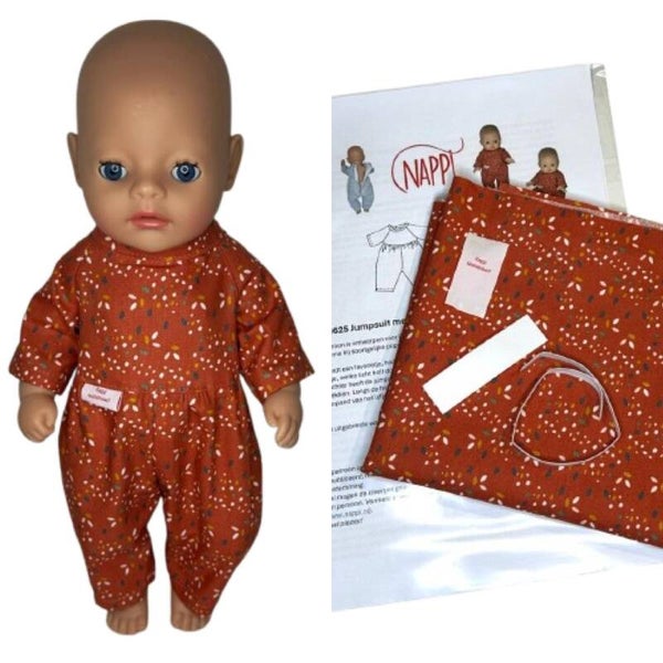 8507 Naaipakket jumpsuit met aangestikte broek brique