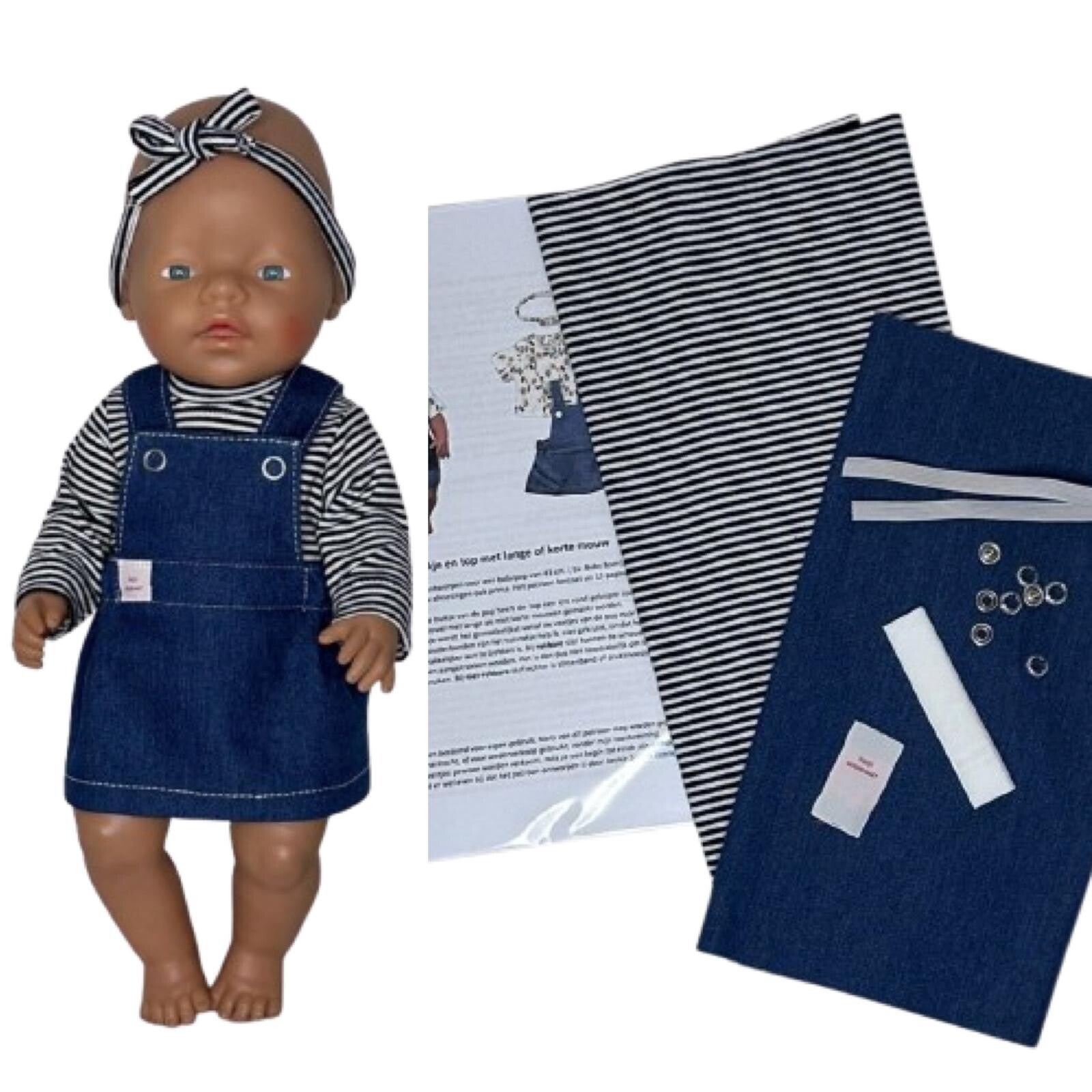6414 Naaipakket tuinrokje en top jeans/streepjes blauw wit