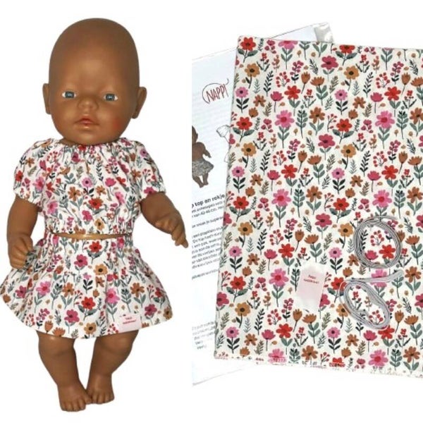 6422 Naaipakket crop top en rokje vrolijke bloemetjes