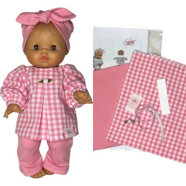 8517 Naaipakket top, turban en flared broekje  'roosje'