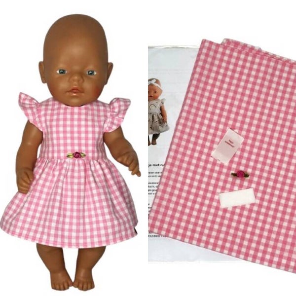6423 Naaipakket jurkje met ruffles en satijnen roosje
