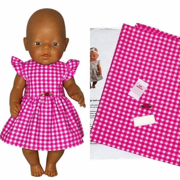 6427 Naaipakket jurkje met ruffles en satijnen roosje