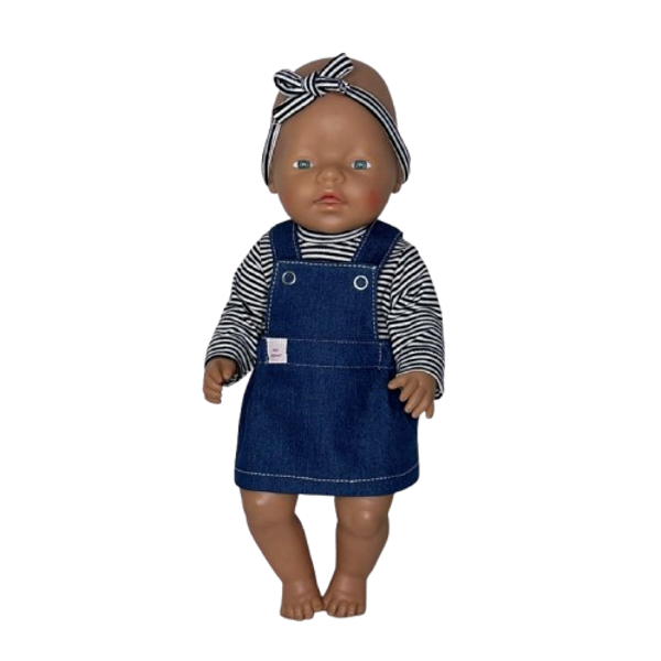 6414 Naaipakket tuinrokje en top jeans/streepjes blauw wit